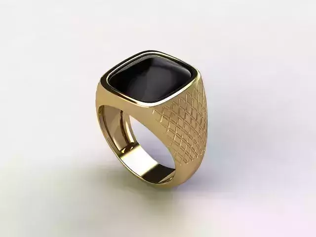 10132 gold ring with onyx stone