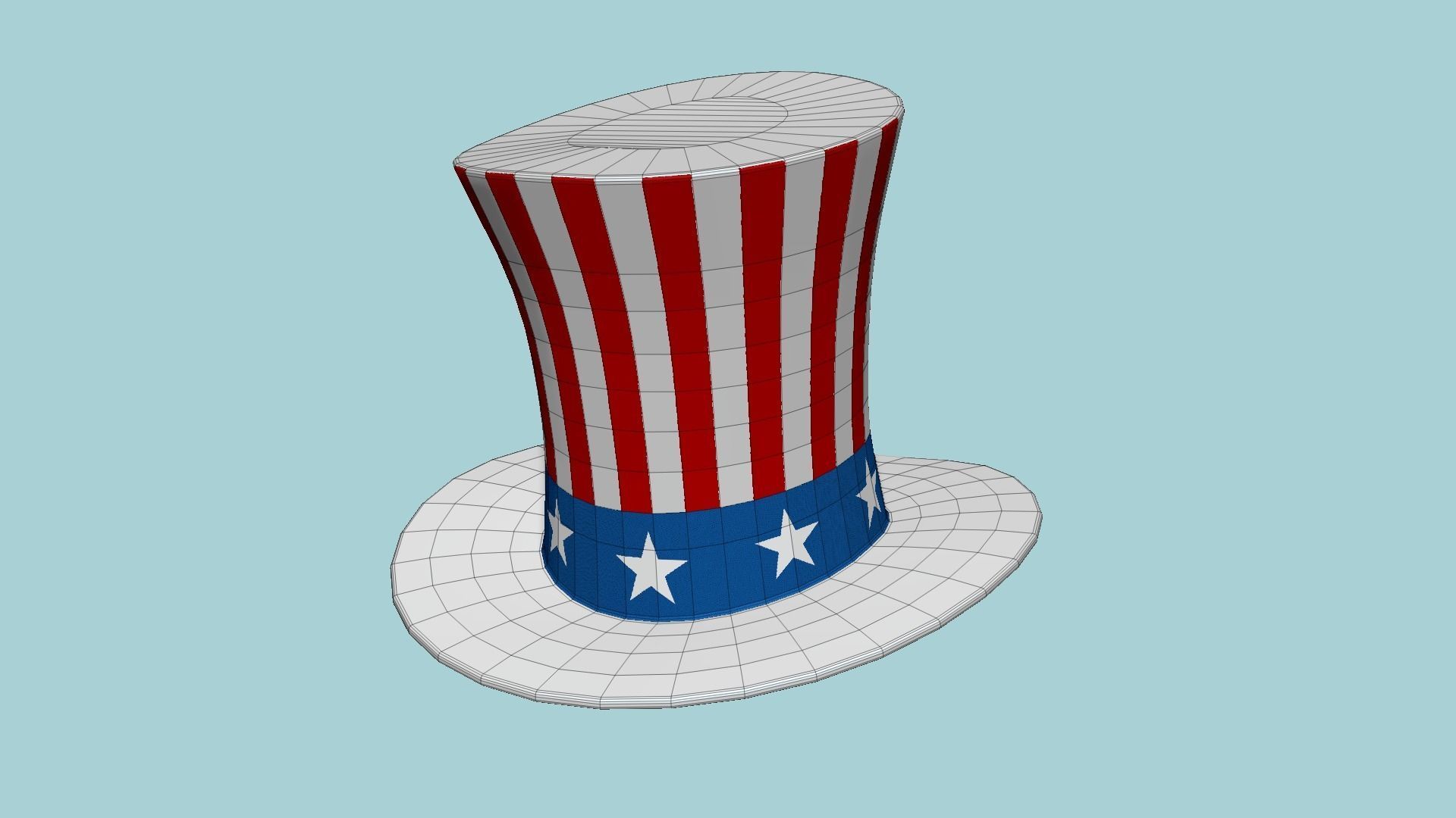 Uncle Sam Hat 06 - Character Design Fashion Low-poly 3D model_6