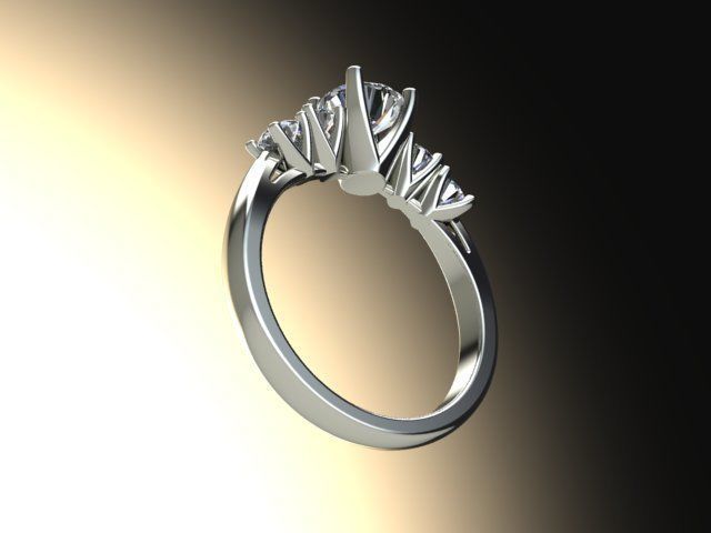 10135 three stone diamond engagement ring 3D print model_4