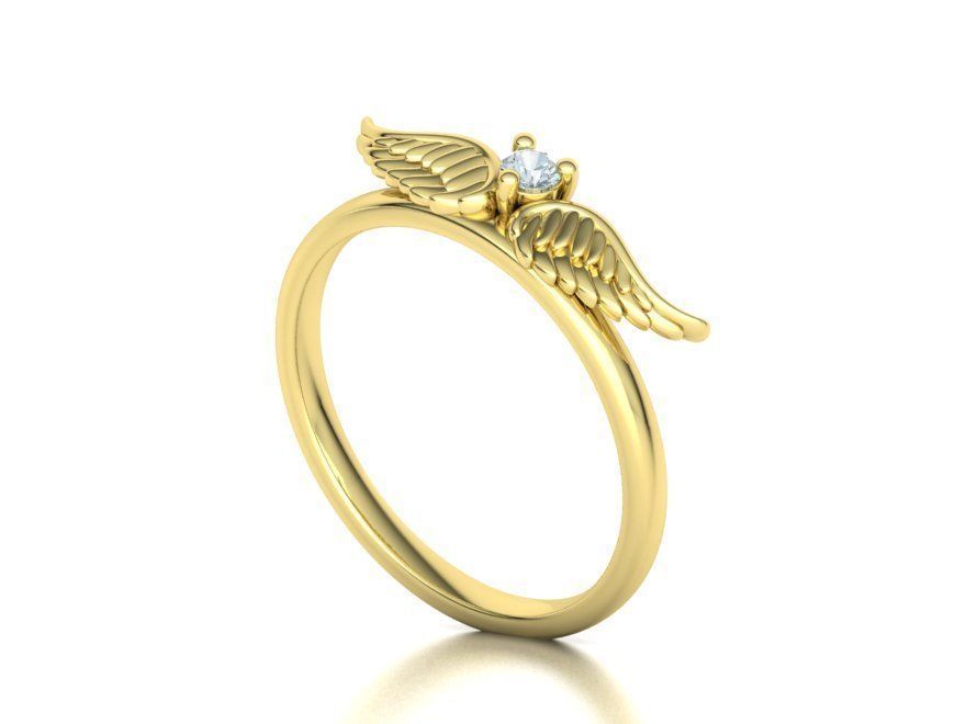  Wings  Ring Stackable  Diamond Wings Ring 3dmodel 3D print model_6