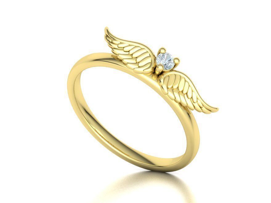  Wings  Ring Stackable  Diamond Wings Ring 3dmodel 3D print model_4