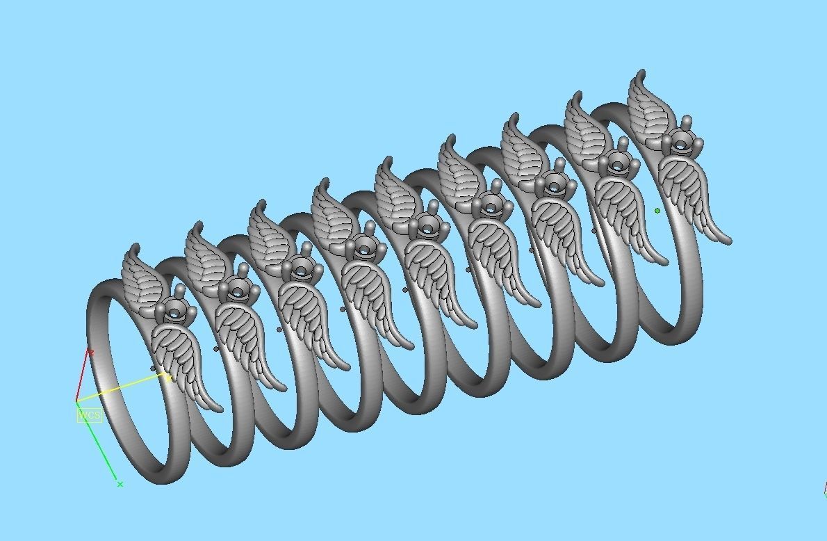  Wings  Ring Stackable  Diamond Wings Ring 3dmodel 3D print model_21
