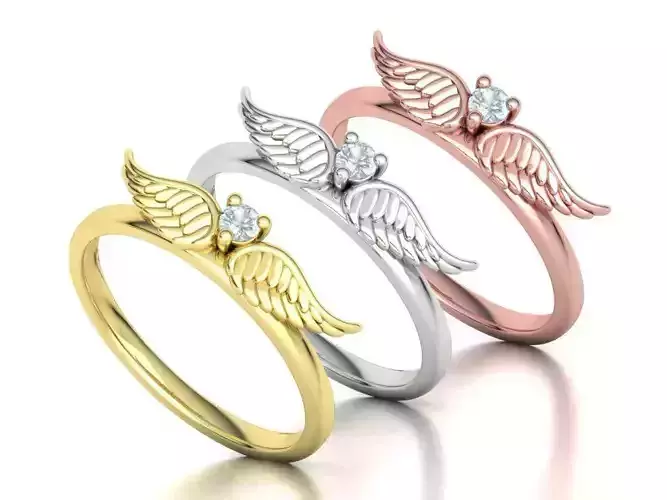  Wings  Ring Stackable  Diamond Wings Ring 3dmodel