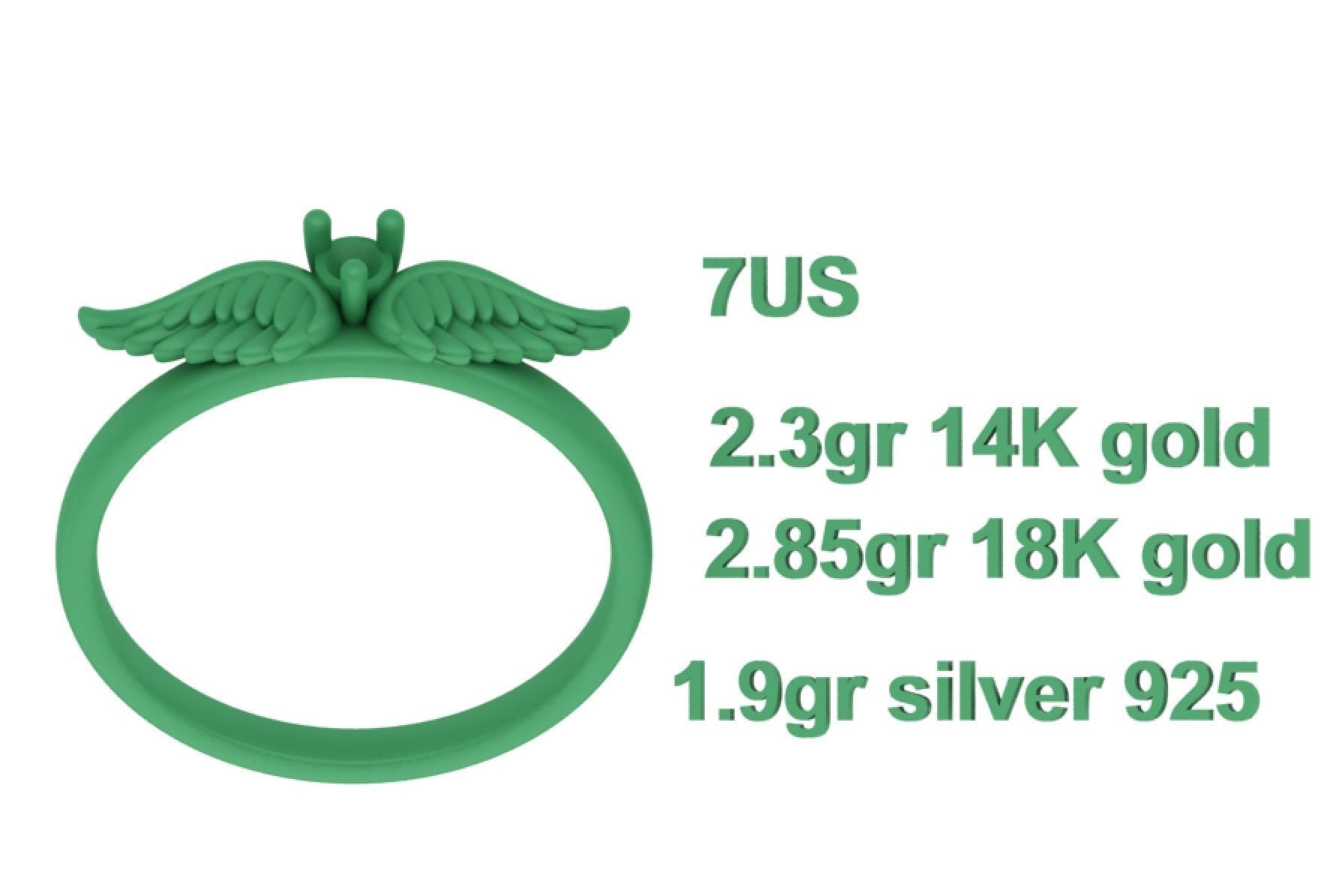  Wings  Ring Stackable  Diamond Wings Ring 3dmodel 3D print model_19