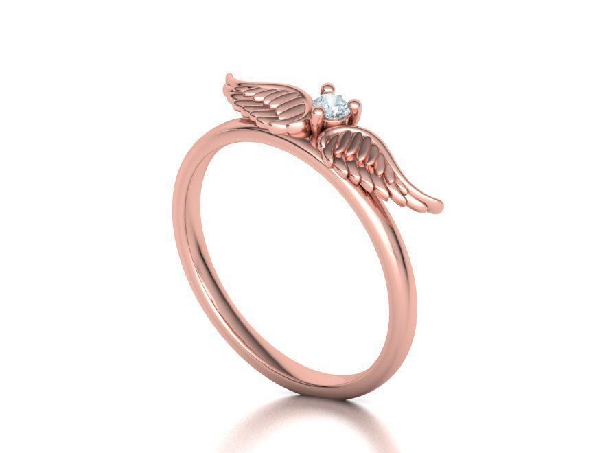  Wings  Ring Stackable  Diamond Wings Ring 3dmodel 3D print model_8