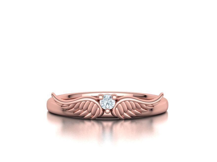  Wings  Ring Stackable  Diamond Wings Ring 3dmodel 3D print model_12