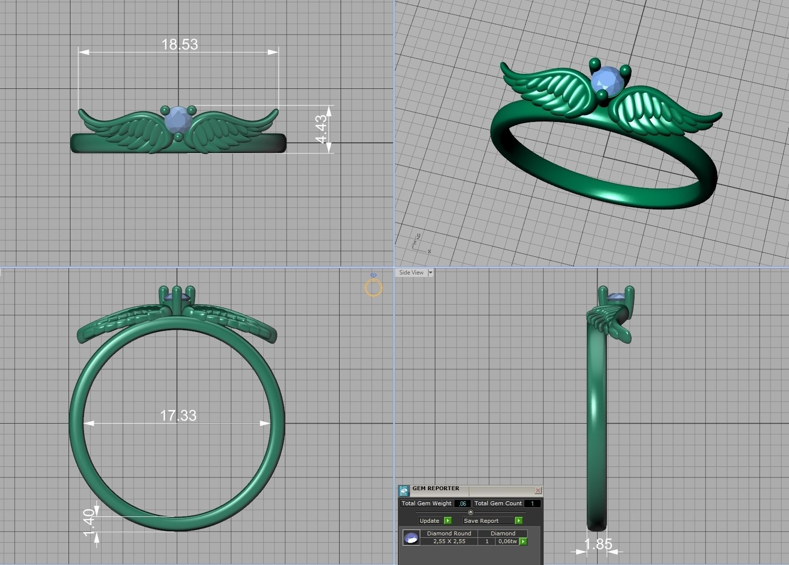  Wings  Ring Stackable  Diamond Wings Ring 3dmodel 3D print model_18