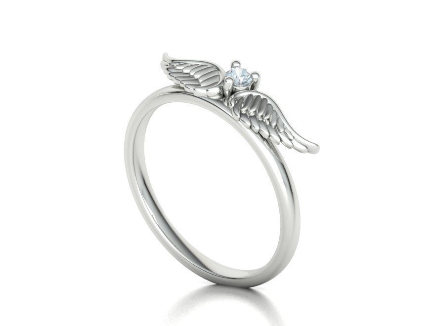  Wings  Ring Stackable  Diamond Wings Ring 3dmodel 3D print model_7