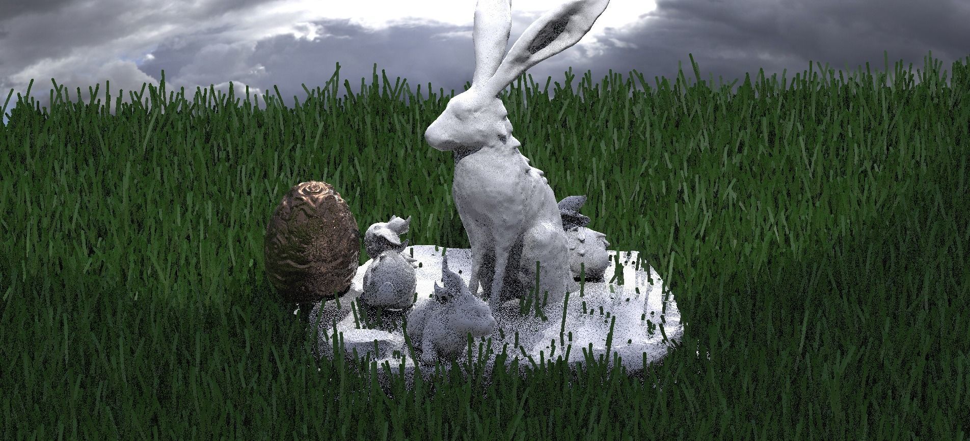 Easter Bunny 2 designs with Egg  3D model_2