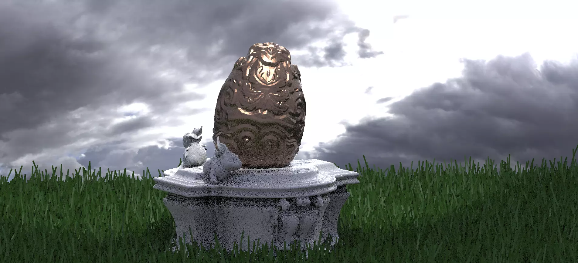 Easter EGG Stand With EGG and Bunnys 3D model_0