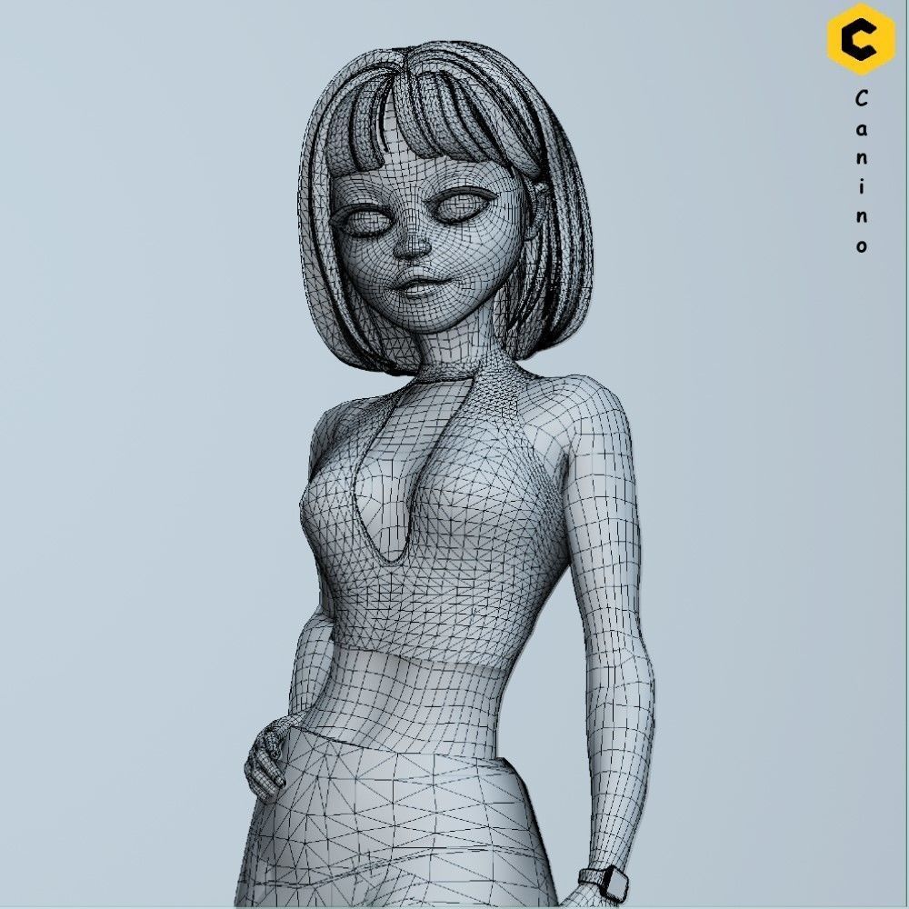 Cartoon girl character rigged selena 3D model_13