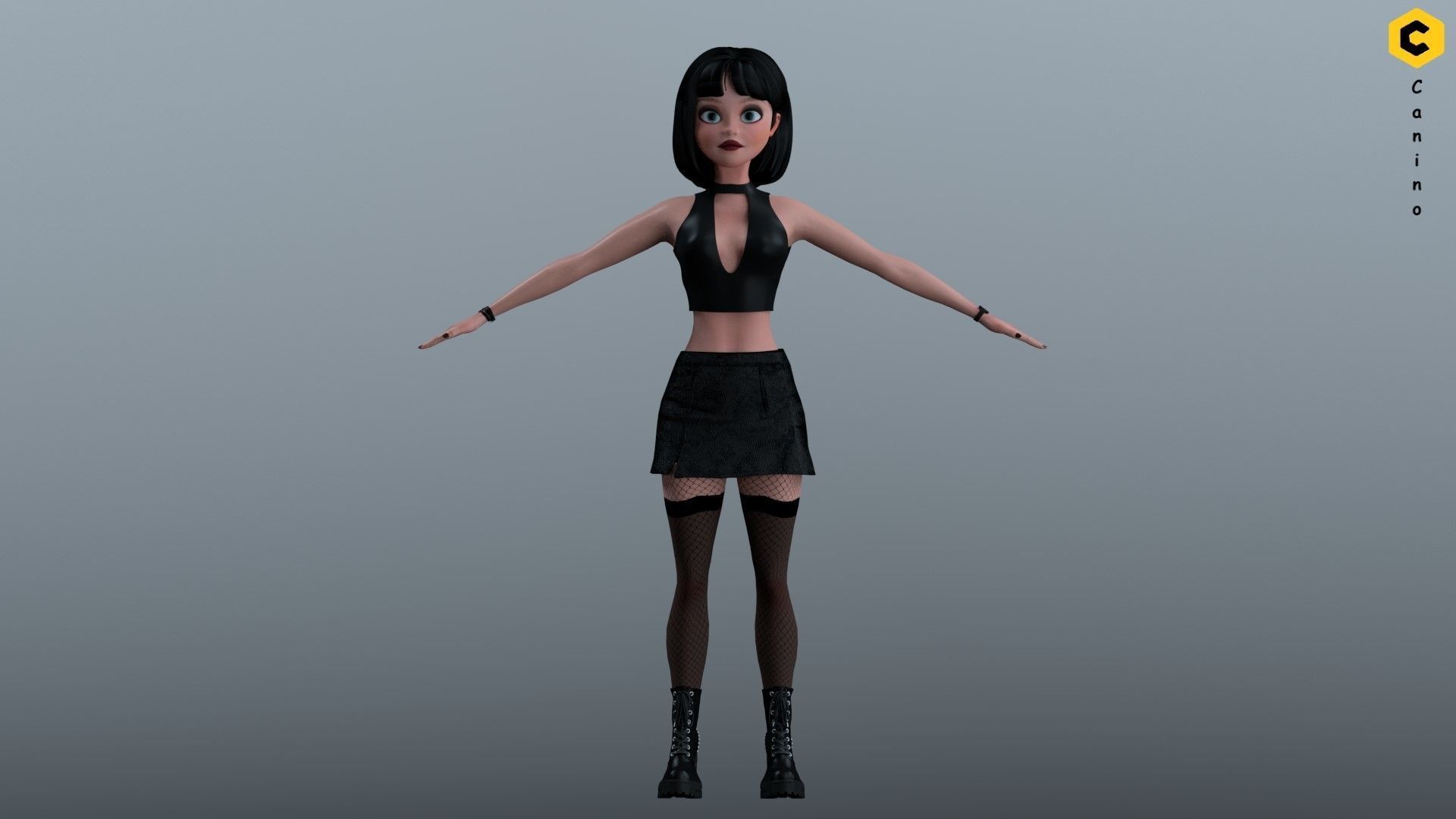 Cartoon girl character rigged selena 3D model_8