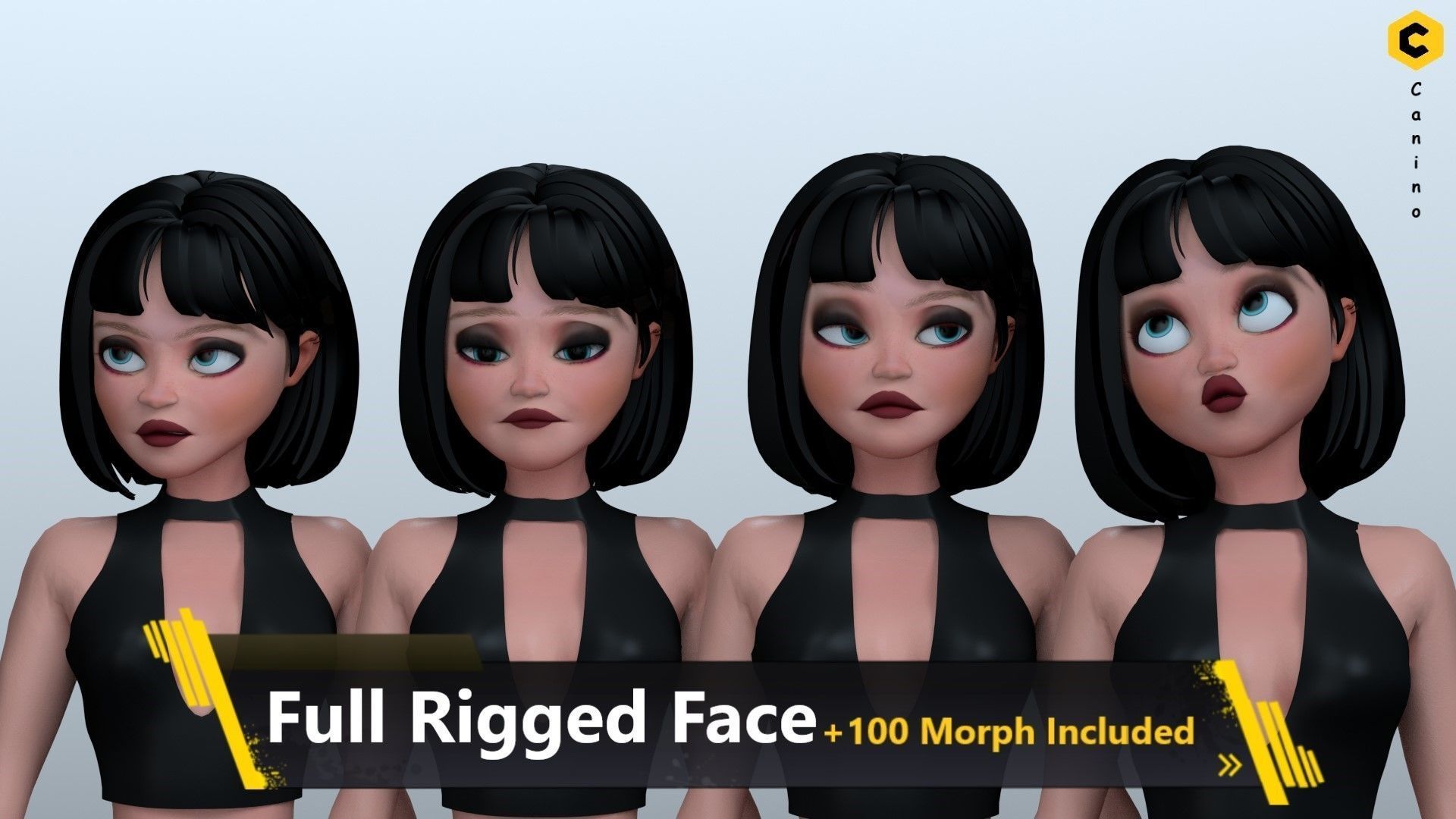 Cartoon girl character rigged selena 3D model_2