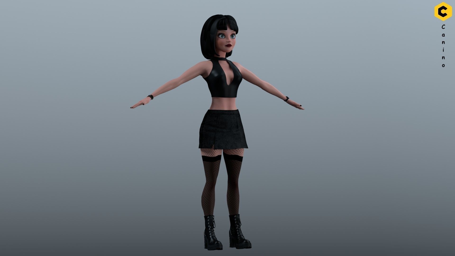 Cartoon girl character rigged selena 3D model_12