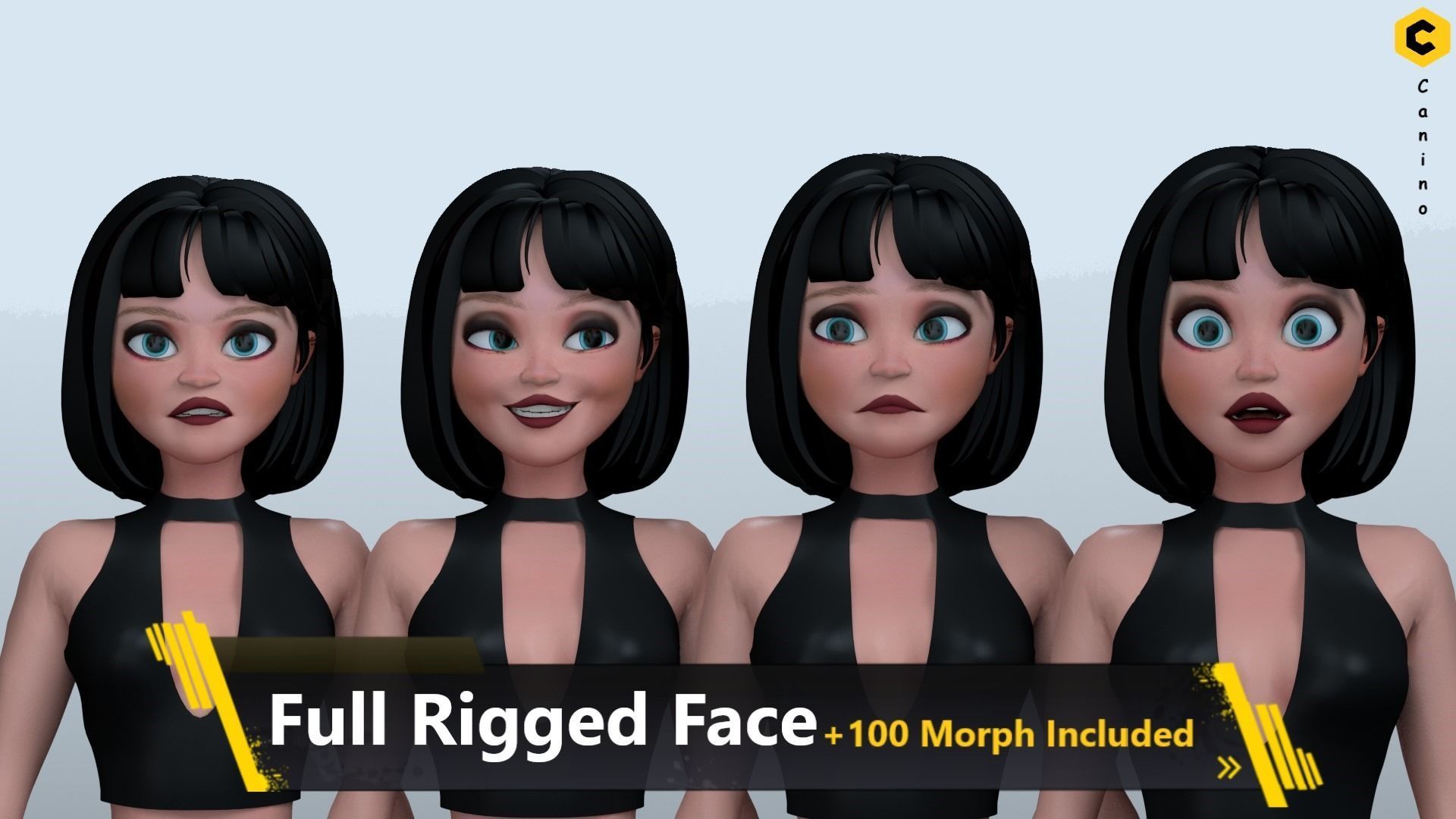 Cartoon girl character rigged selena 3D model_1