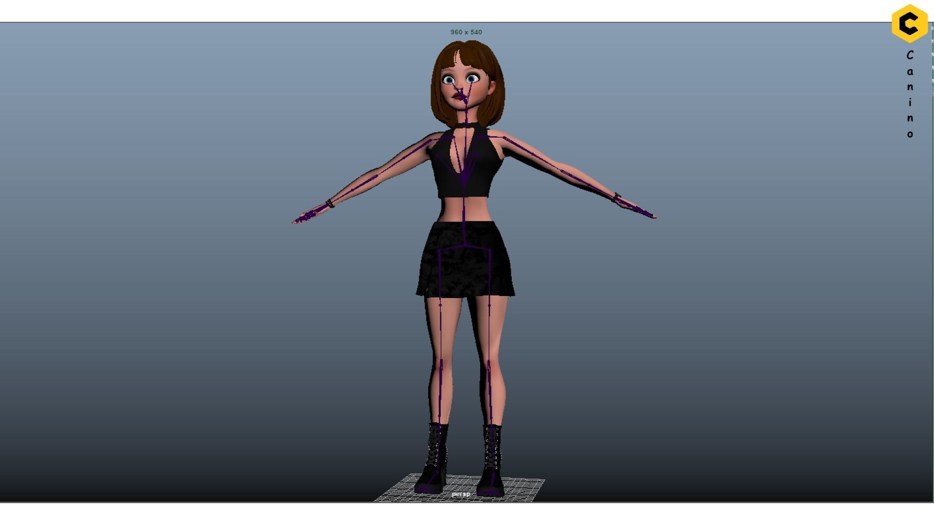 Cartoon girl character rigged selena 3D model_15