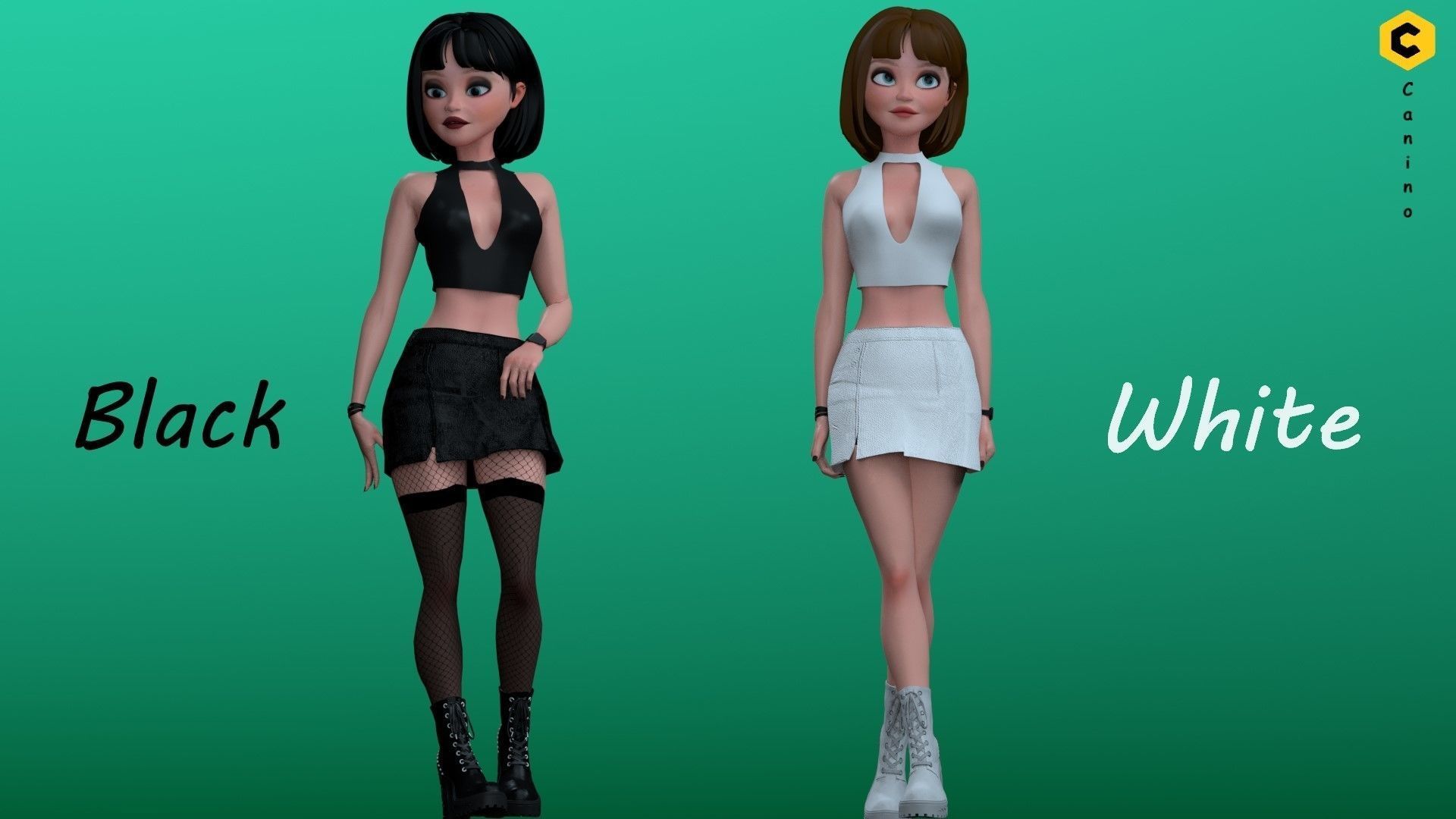 Cartoon girl character rigged selena 3D model_4