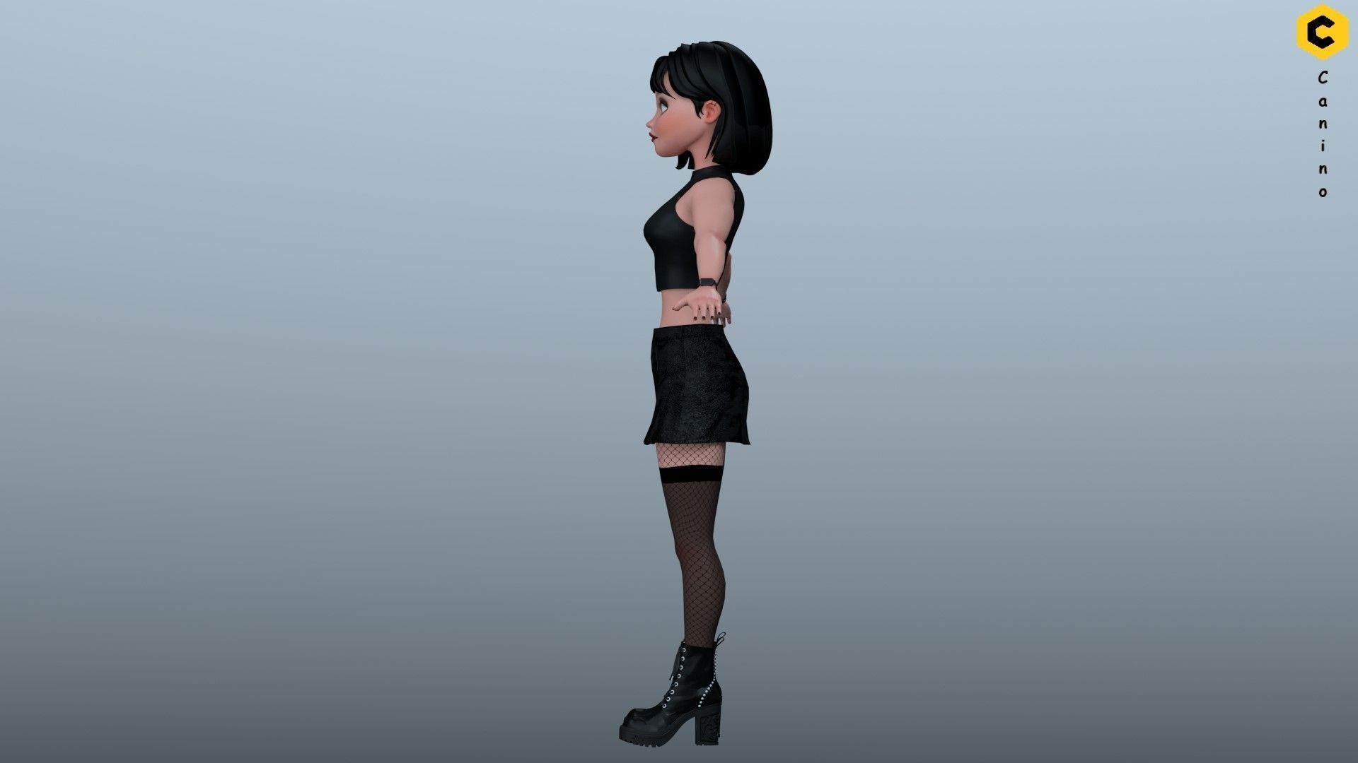 Cartoon girl character rigged selena 3D model_10