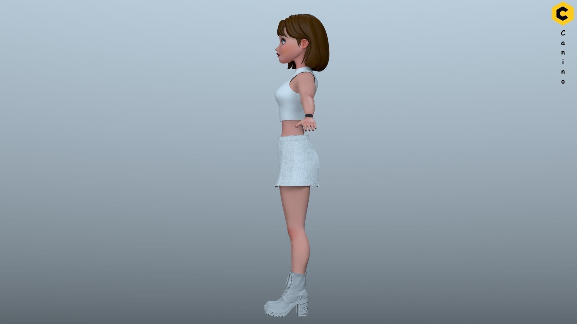 Cartoon girl character rigged selena 3D model_7