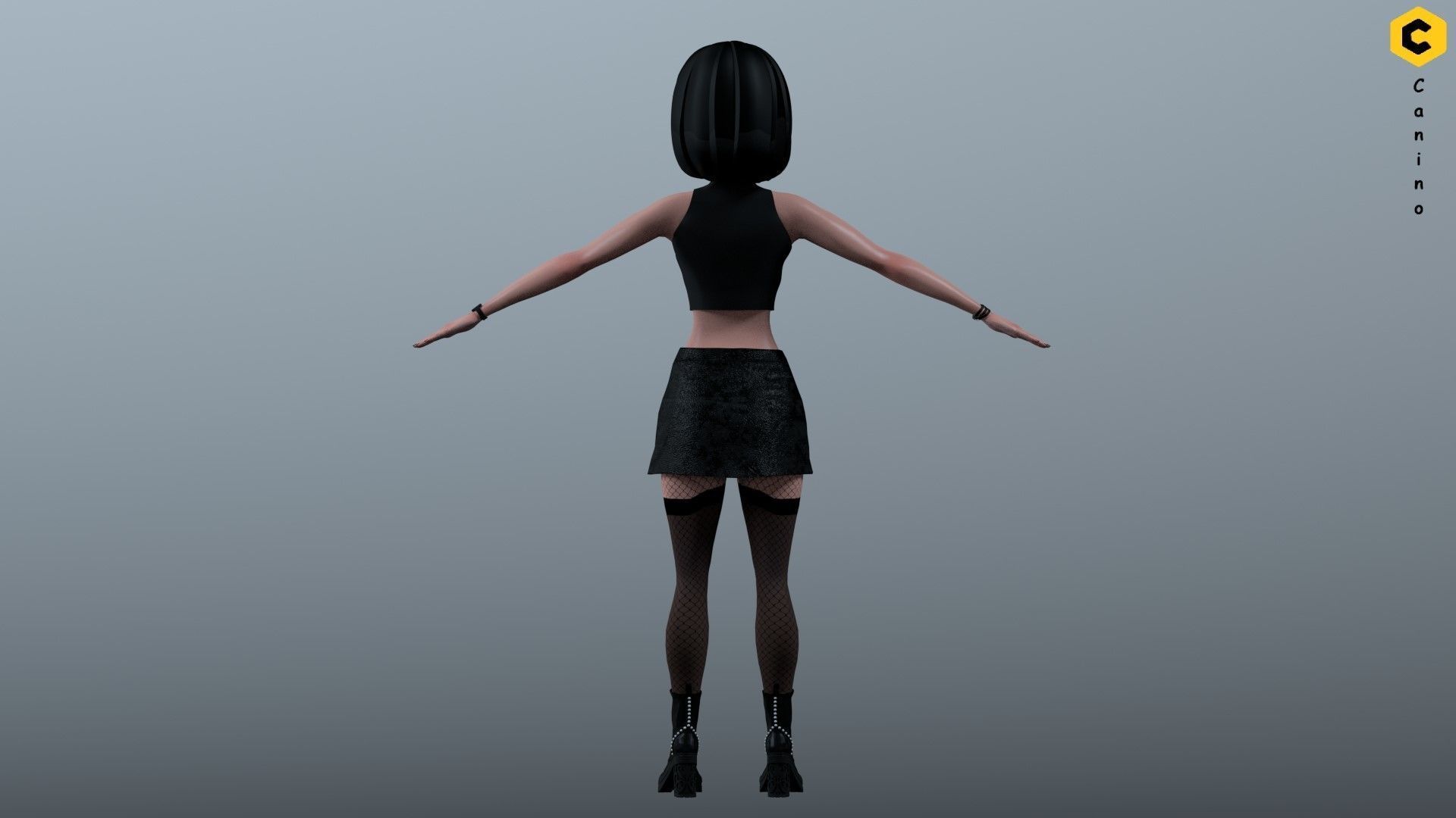 Cartoon girl character rigged selena 3D model_11