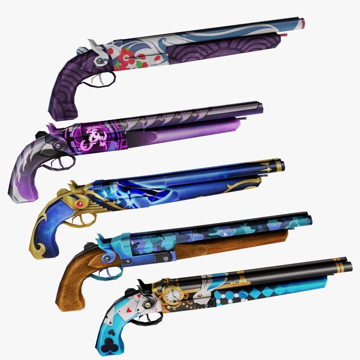 M1873 Rifle Game Weapon 5x 3D model_1