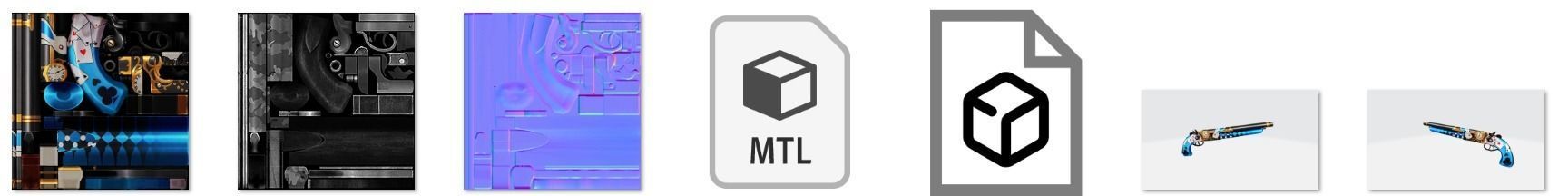 M1873 Rifle Game Weapon 5x 3D model_16