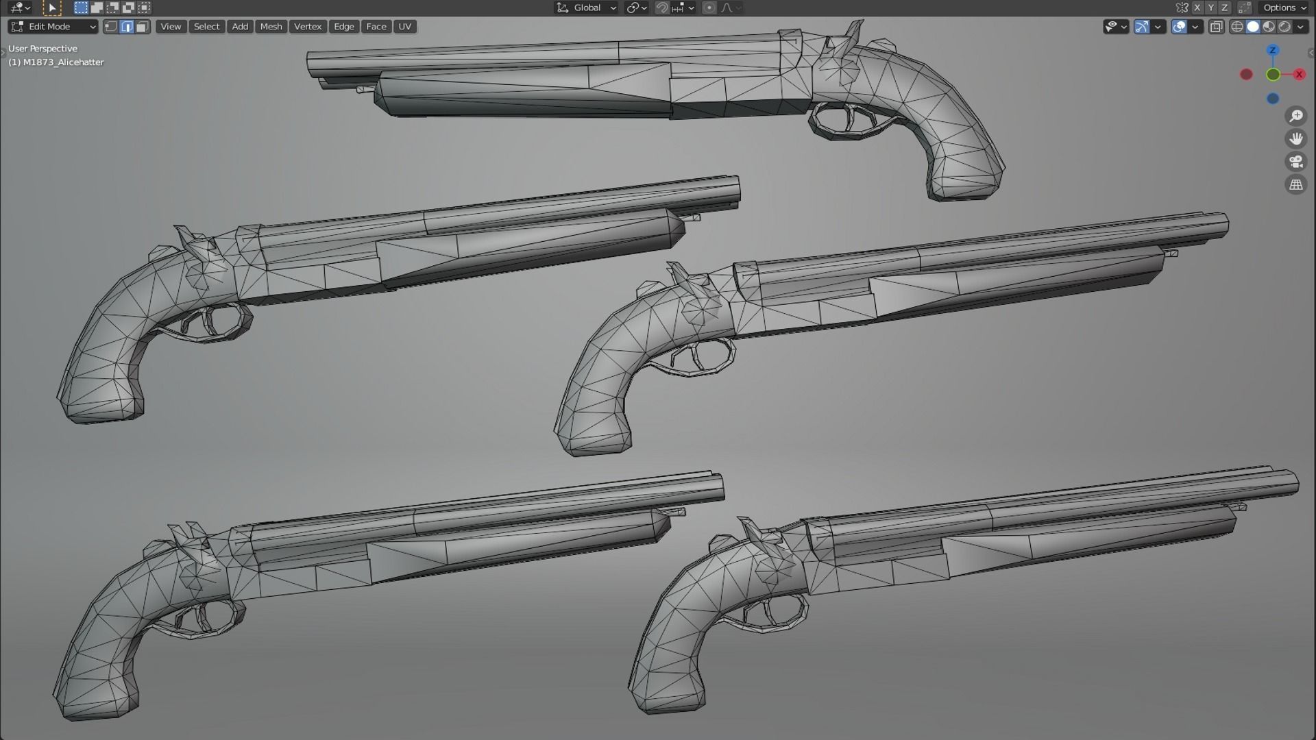 M1873 Rifle Game Weapon 5x 3D model_3