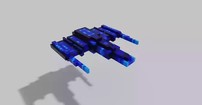 3d voxel space ship Low-poly 3D model
