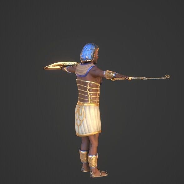 Ancient Egyptian Warrior - Medjay Low-poly 3D model_43