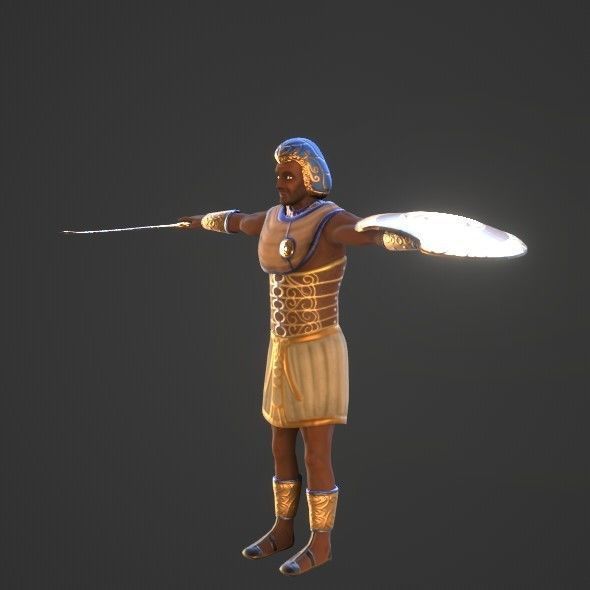 Ancient Egyptian Warrior - Medjay Low-poly 3D model_31