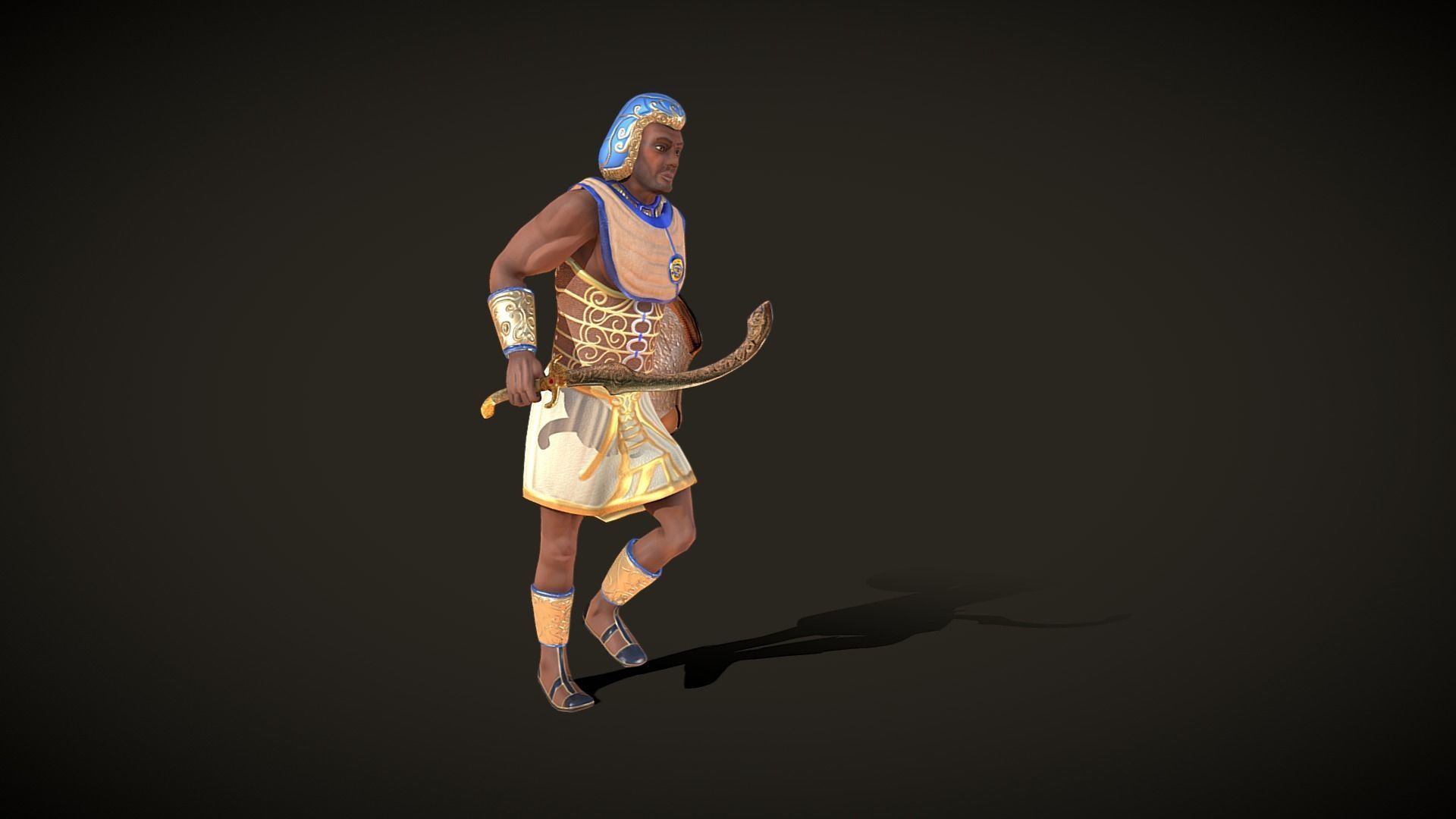 Ancient Egyptian Warrior - Medjay Low-poly 3D model_18