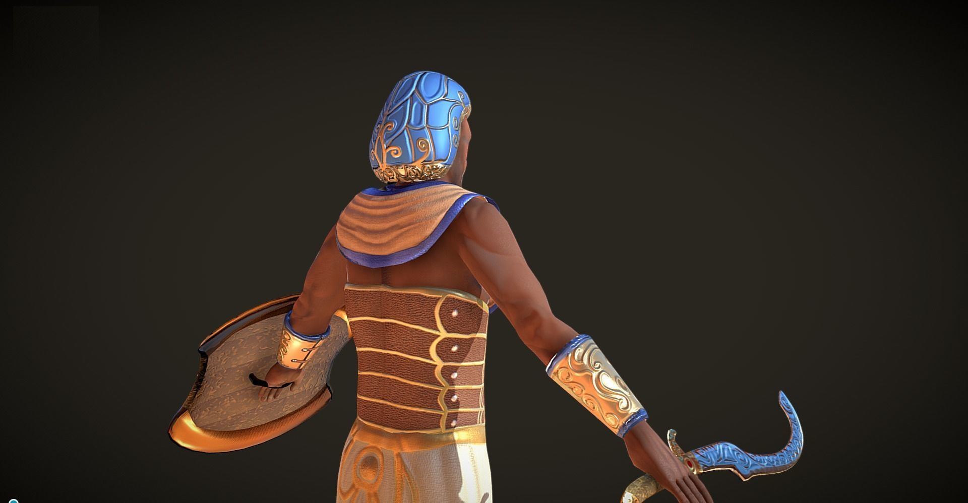 Ancient Egyptian Warrior - Medjay Low-poly 3D model_13
