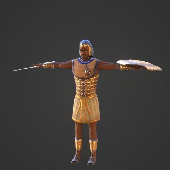 Ancient Egyptian Warrior - Medjay Low-poly 3D model_29