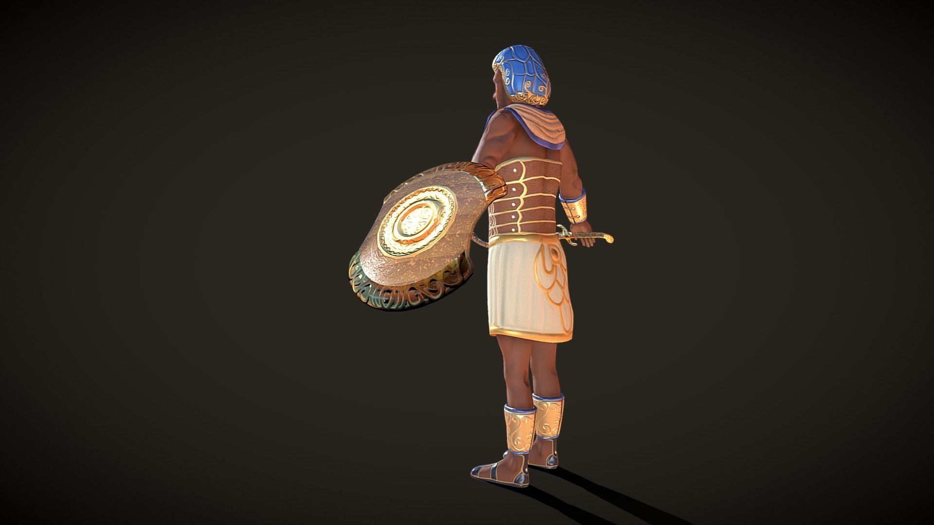 Ancient Egyptian Warrior - Medjay Low-poly 3D model_5
