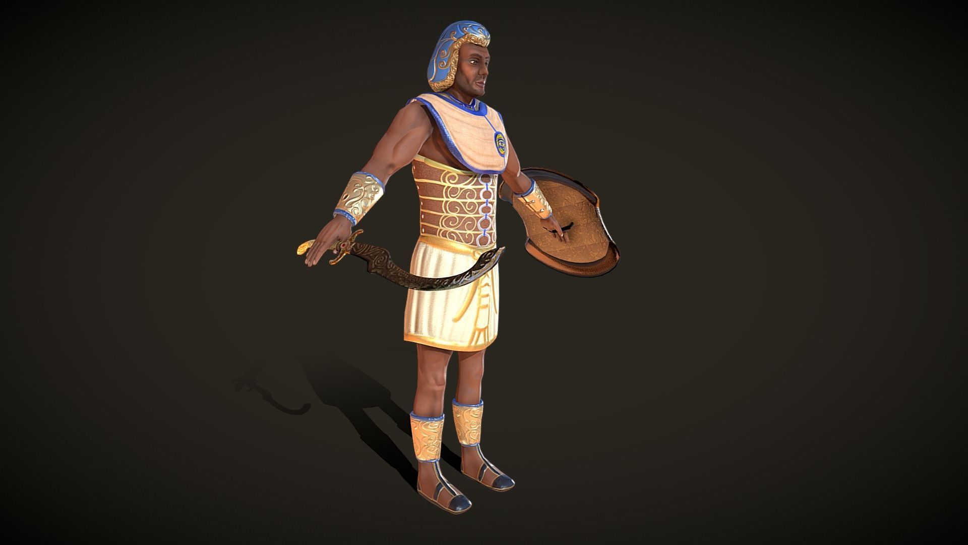 Ancient Egyptian Warrior - Medjay Low-poly 3D model_8