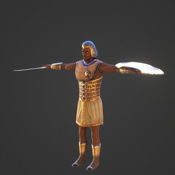 Ancient Egyptian Warrior - Medjay Low-poly 3D model_30