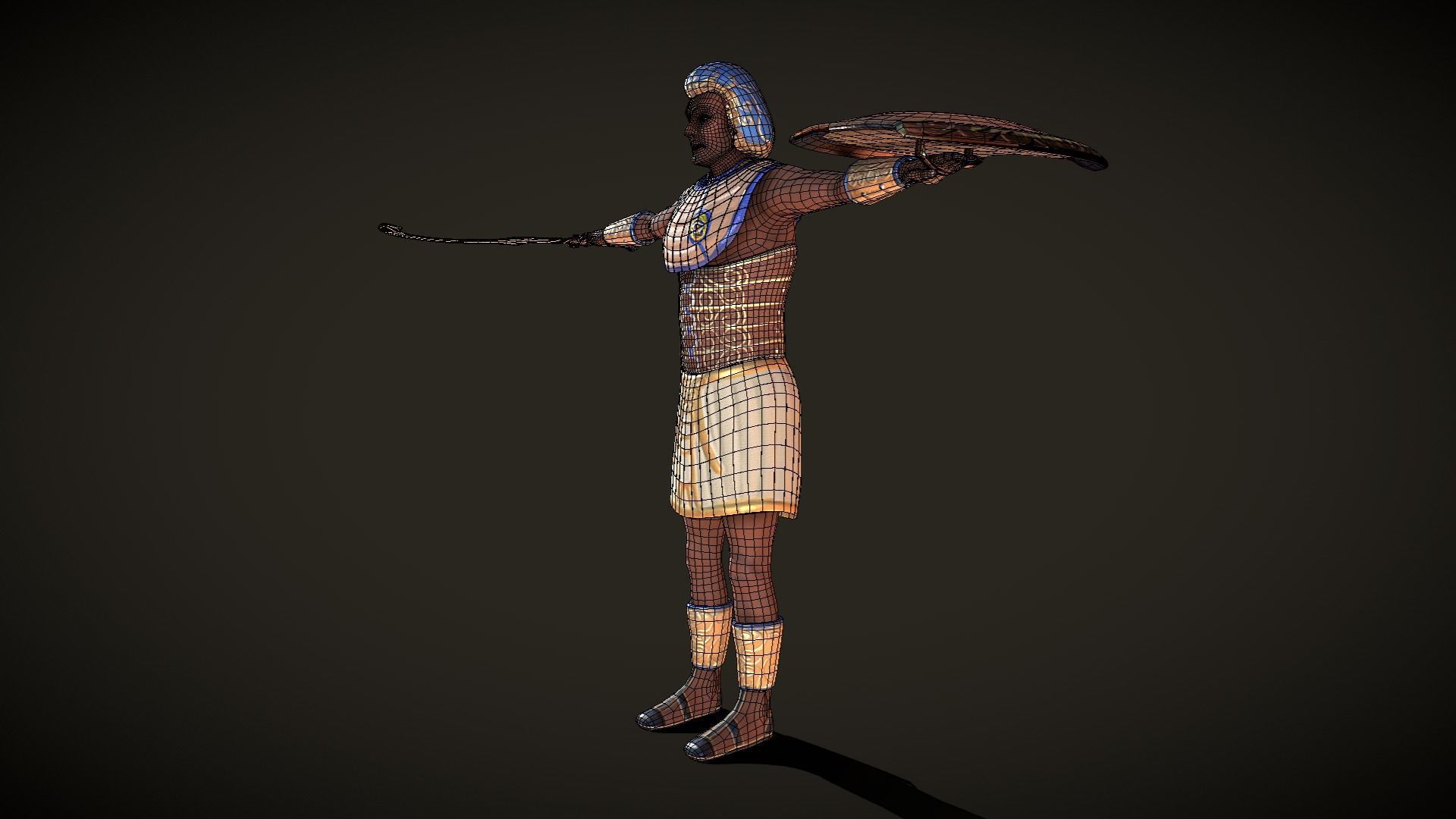 Ancient Egyptian Warrior - Medjay Low-poly 3D model_20