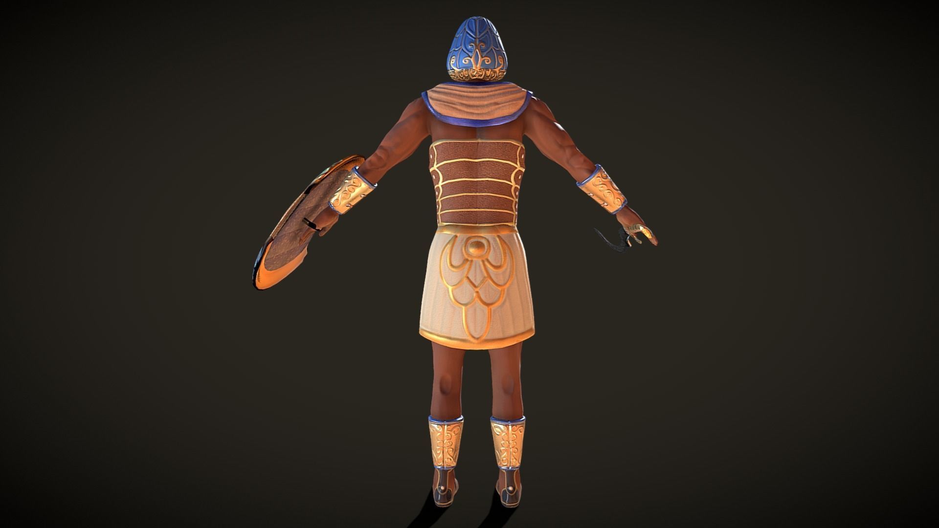 Ancient Egyptian Warrior - Medjay Low-poly 3D model_6
