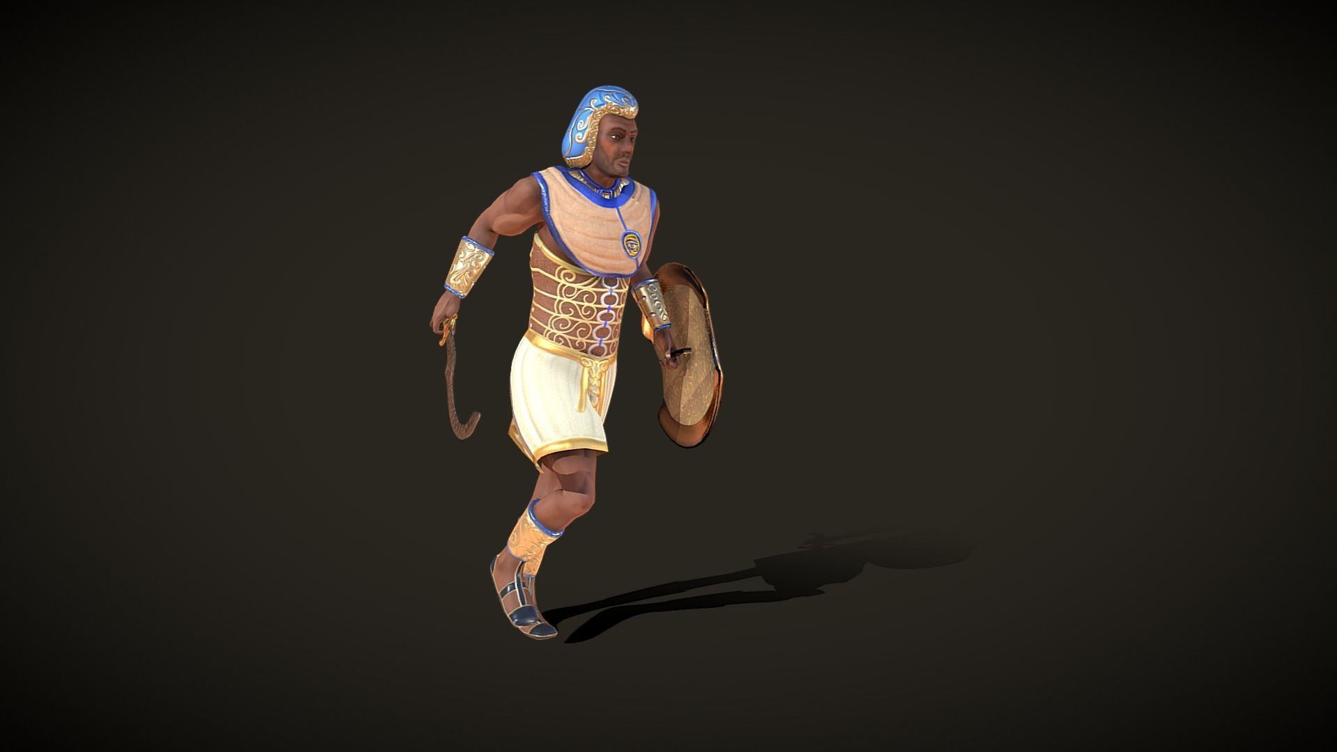 Ancient Egyptian Warrior - Medjay Low-poly 3D model_16