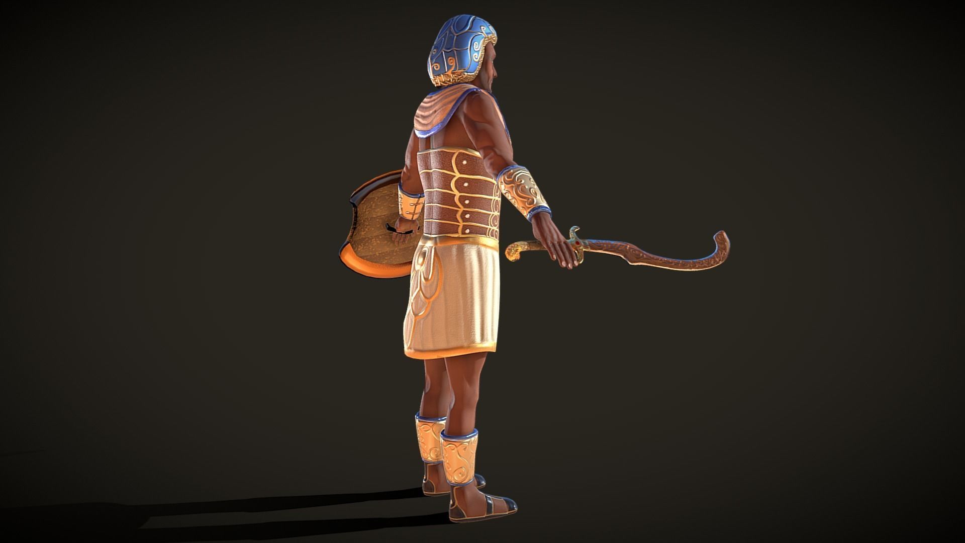 Ancient Egyptian Warrior - Medjay Low-poly 3D model_7