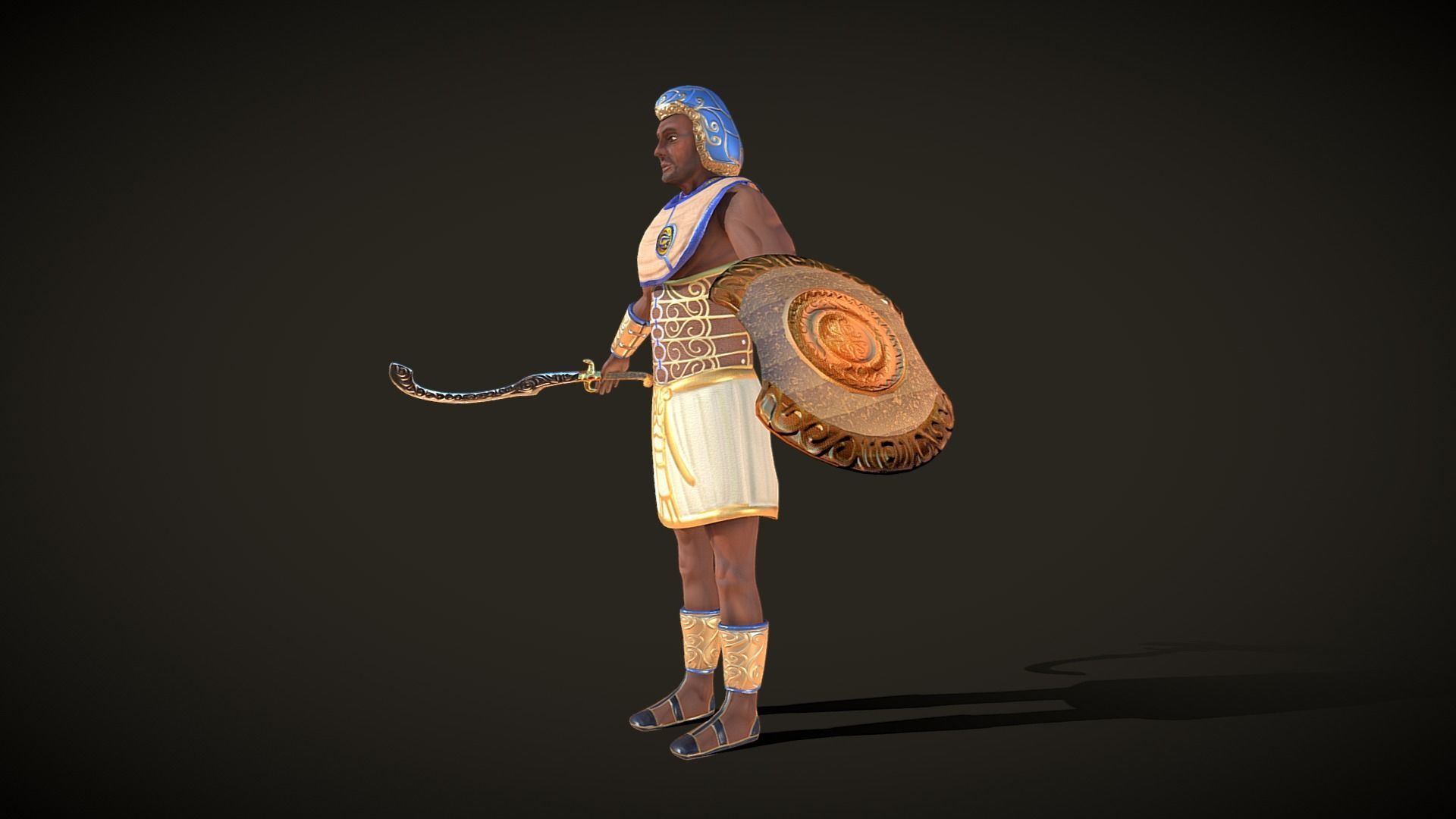 Ancient Egyptian Warrior - Medjay Low-poly 3D model_4