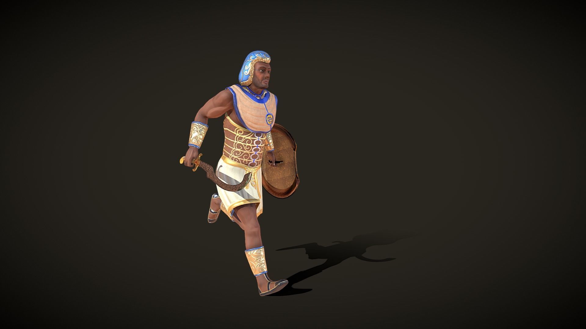 Ancient Egyptian Warrior - Medjay Low-poly 3D model_17