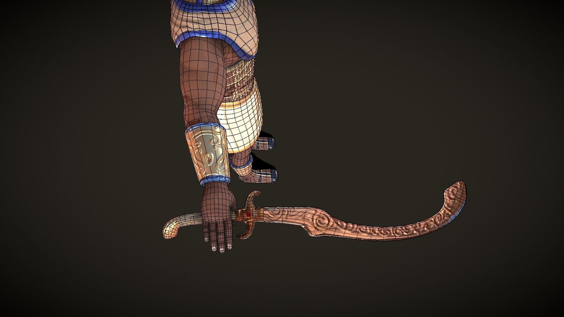 Ancient Egyptian Warrior - Medjay Low-poly 3D model_26