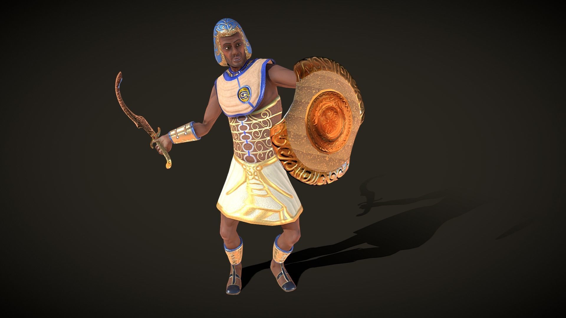 Ancient Egyptian Warrior - Medjay Low-poly 3D model_15