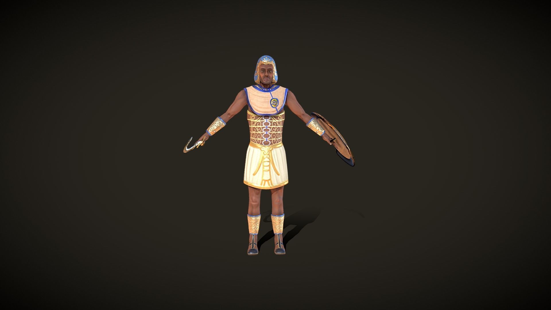 Ancient Egyptian Warrior - Medjay Low-poly 3D model_3
