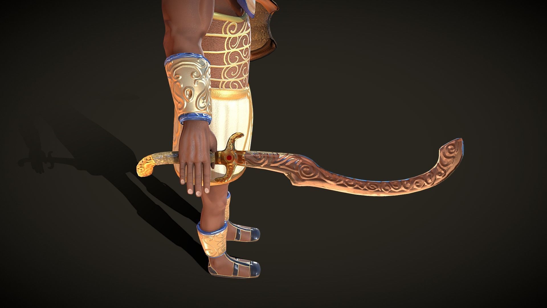 Ancient Egyptian Warrior - Medjay Low-poly 3D model_12