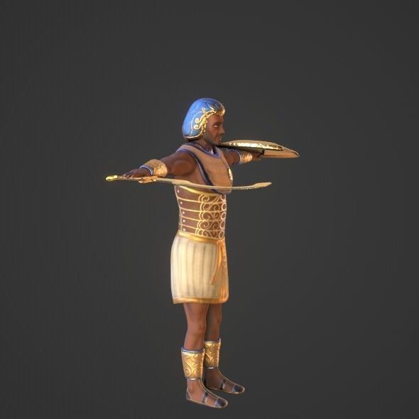 Ancient Egyptian Warrior - Medjay Low-poly 3D model_47