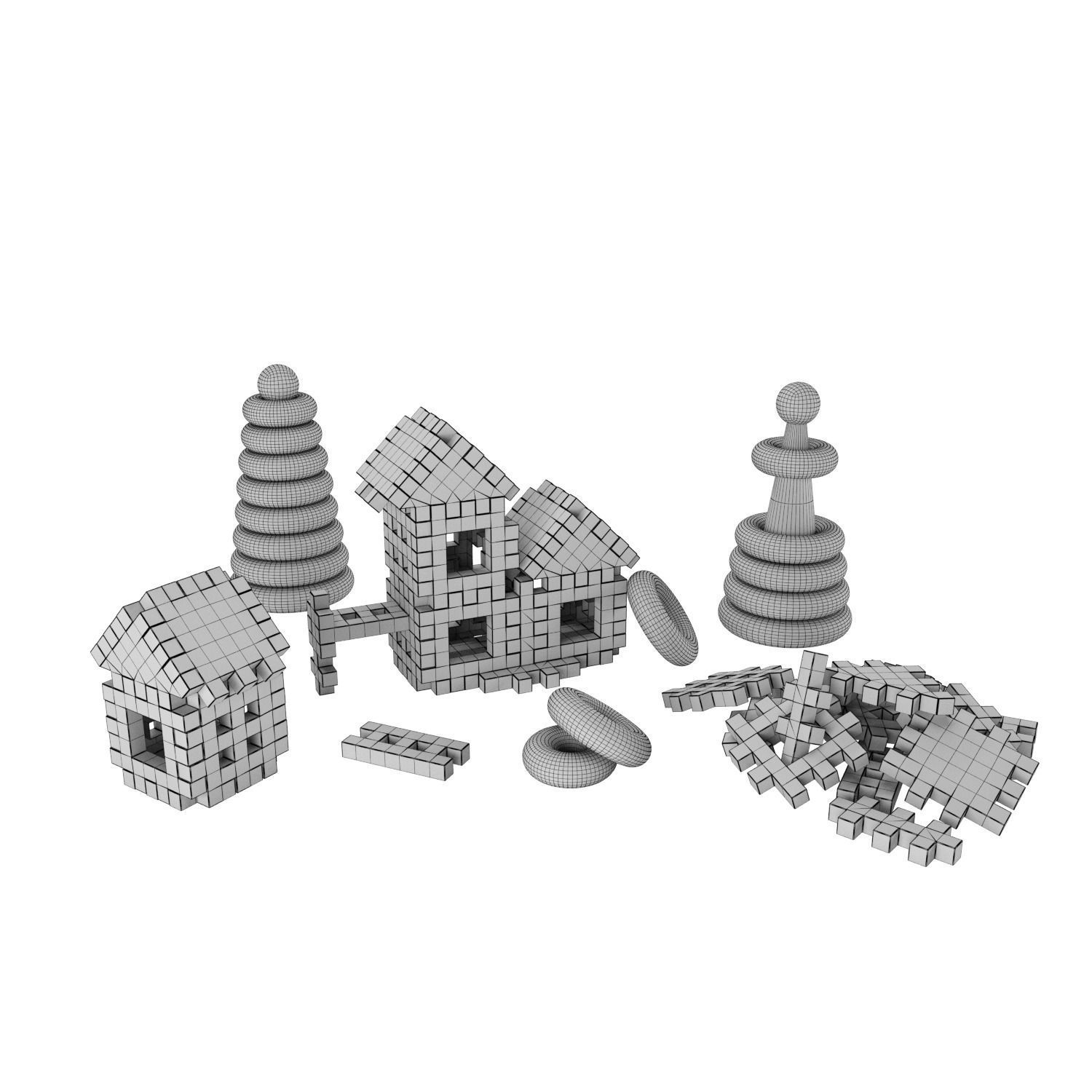 Childrens toy set Constructor 3D model_5