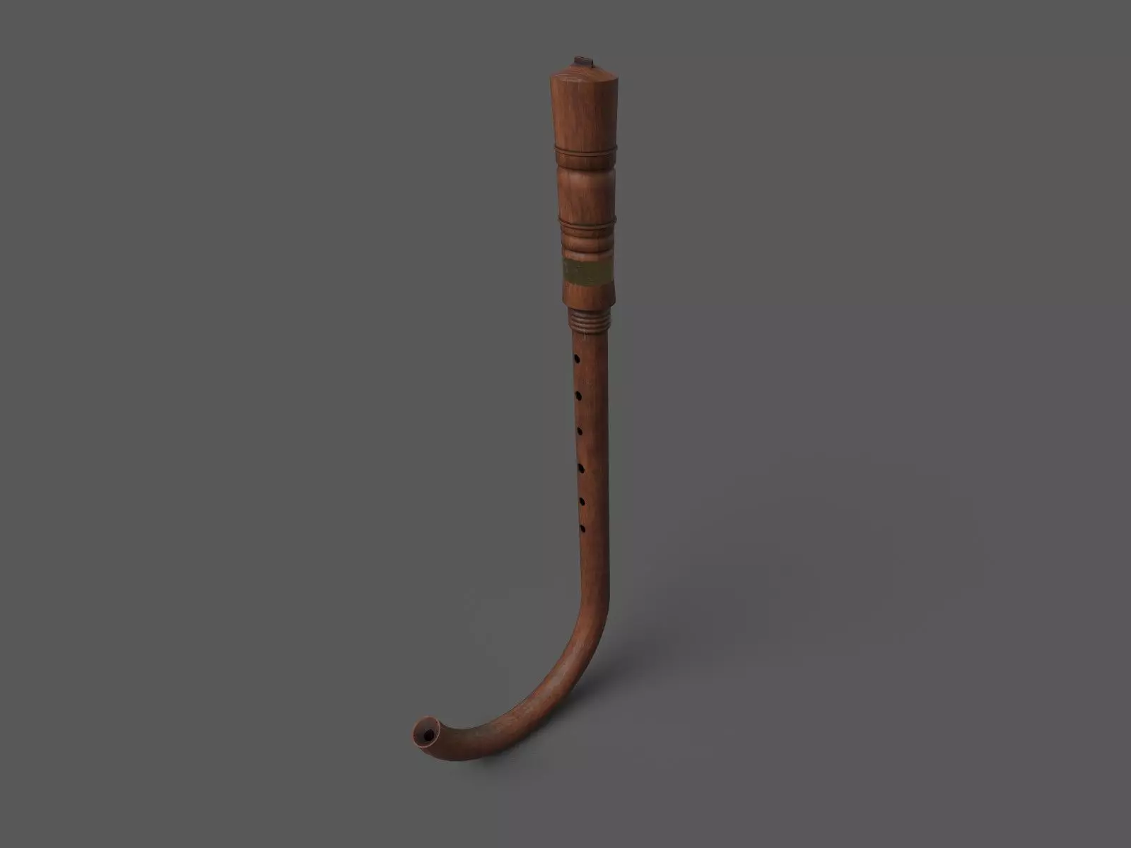 Krummhorn wooden flute 3D model_0