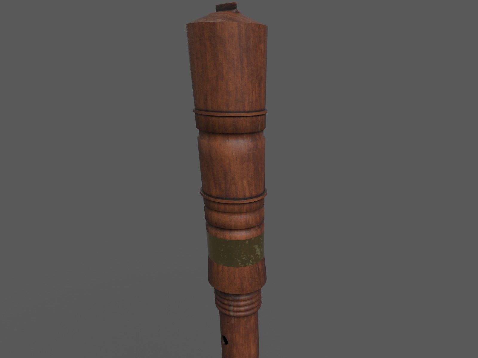 Krummhorn wooden flute 3D model_1